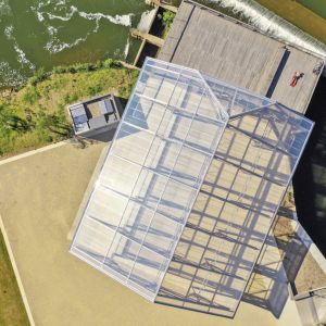 Top view of the old sawmill remodeled with ETFE cushions.